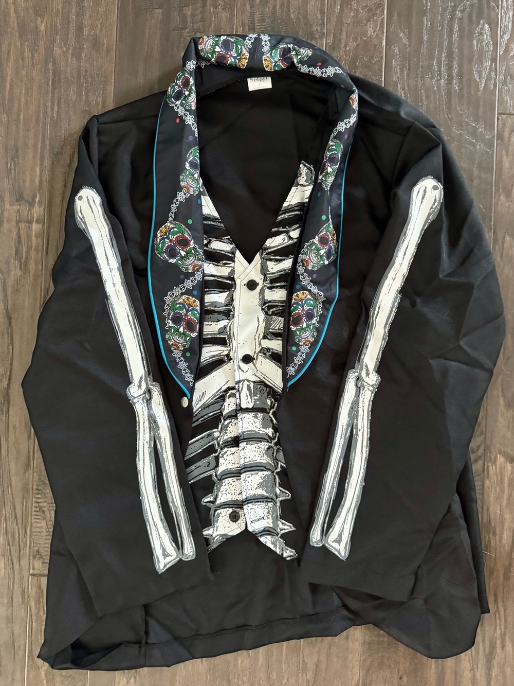 Spirit Halloween Day of the Dead Mariachi Skeleton Costume XL + Ties & Moustache